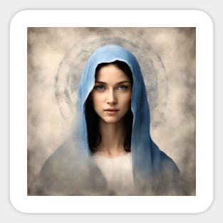 Portrait of Our Lady in blue veil Sticker